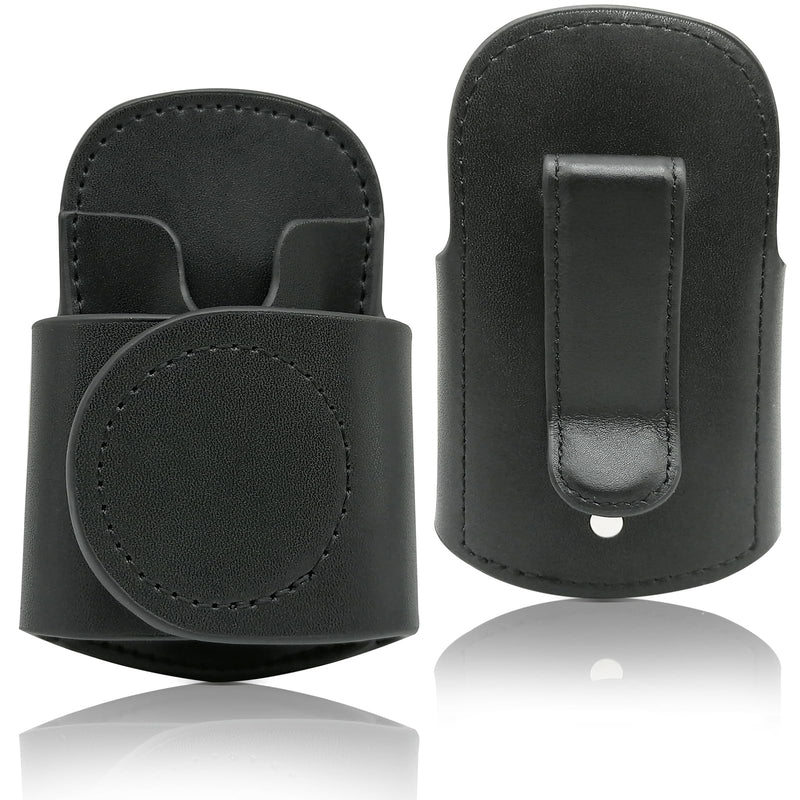 [Australia - AusPower] - Stethoscope Holder with Clip for Scrubs, Upgrade Premium Leather Clip-on Stethoscope Hip Holder Stethoscope Accessories, Black 