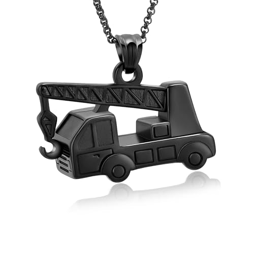 Hook Arm Car Cremation Jewelry for Men Women Memorial Urns Necklaces Pendant Stainless Steel Memorial Keepsakes Human Ash Pendant Jewelry for Ashes with Funnel Filler Kit B-Black