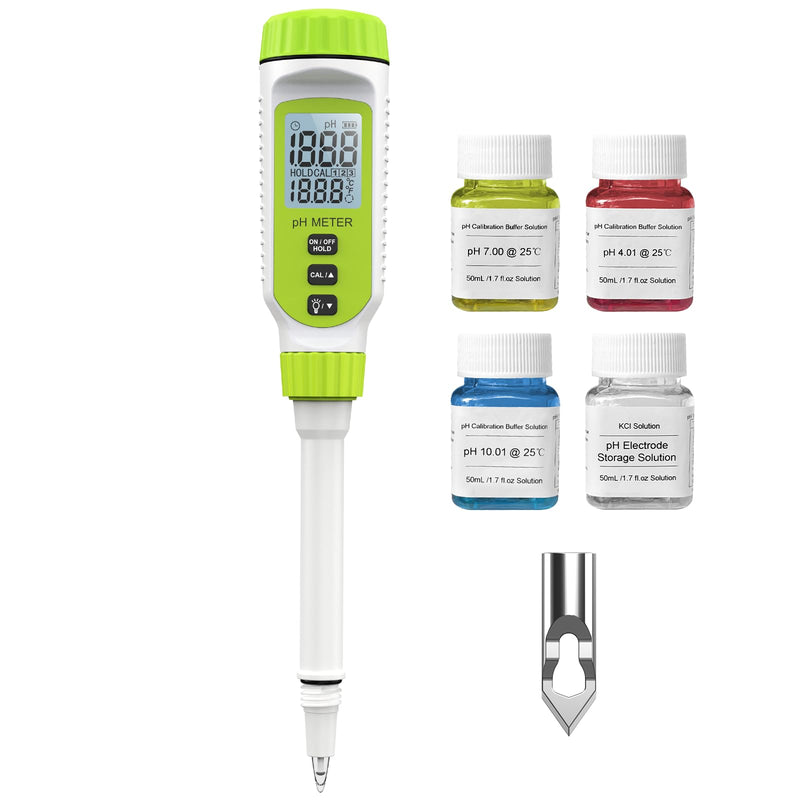 Tadeto Multifunctional Digital pH Meter for Food, High Precision Garden Soil pH Test Kit with LCD ℃/℉ Display for Plant/Solution, Water and Food pH Tester for Meat, Bread, Cheese,Water, Pool Green