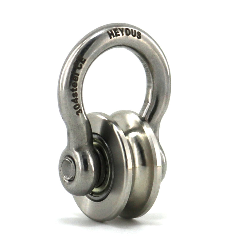 [Australia - AusPower] - Heyous Detachable U Shaped Pulley with Small Size Short Screw Groove Pulley Wheel Track Fixed Pulley Suitable for Wire Rope Traction Small Crane Salvage System Pulley Model Silver Shackle U-pulley (small screw) 