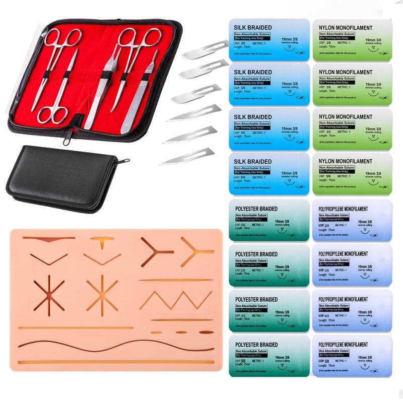 [Australia - AusPower] - Medarchitect Thicker Suture Pad Practice Kit (29 Pieces) for Medical Student Suture Training, Include Suture Pad, Suture Tools, Suture Thread & Needle 