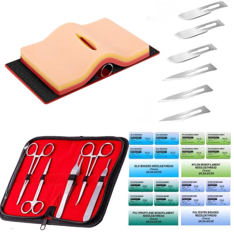 [Australia - AusPower] - Medarchitect Suture Practice Complete Kit (29 Pieces) for Medical Student Suture Training, Include Upgrade Suture Pad, Suture Tools, Suture Thread & Needle 