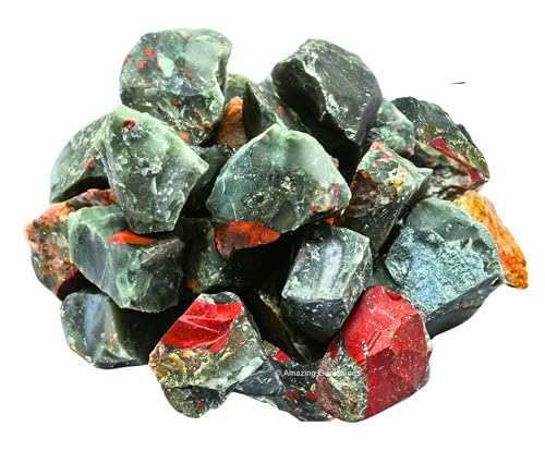 Amazing Gemstone African Bloodstone Raw Crystals and Healing Stones, Natural Rocks for Tumbling and DIY Raw Stones and Crystals (1 lb) 1 Pound