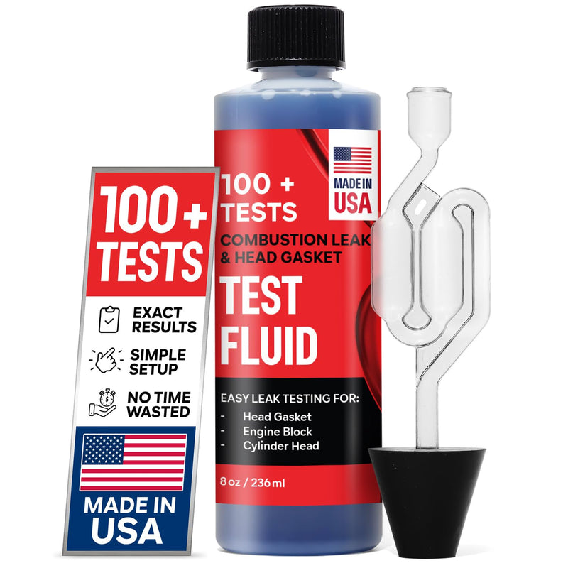 [Australia - AusPower] - Combustion Leak + Head Gasket Test Kit - Over 100 Tests - Includes 8oz Leak-Detection Fluid, Tester + Nozzle - Made in USA - Detect Leaks Quickly For Most Engine Systems - Fuel, Boost, Coolant & More 