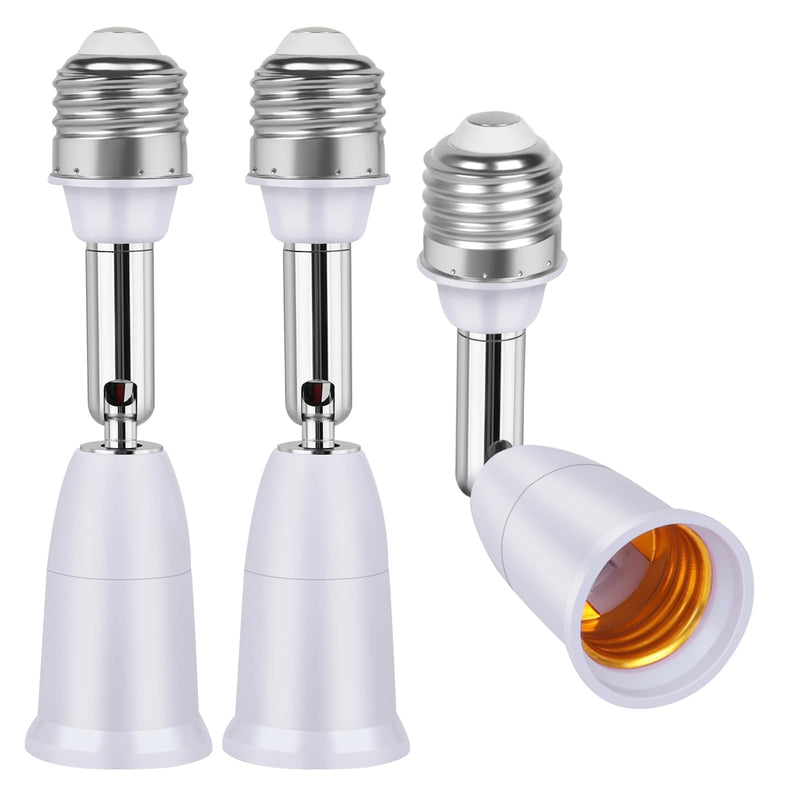 [Australia - AusPower] - 3 Pack Light Socket Extender, E26/E27 4.5 Inch Light Socket Extension, Vertical 180°Horizontal 350° Adjustable Light Socket, Medium Screw Base Light Bulb Extension Socket 3 Light Socket Extender- 4.5 Inch 