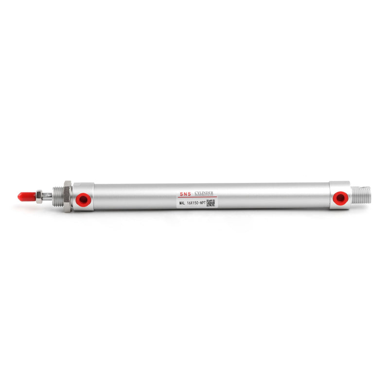 [Australia - AusPower] - SNS Pneumatic 16mm Bore 150mm Stroke NPT1/8 Aluminum Alloy Mini Air Cylinder Double Action MAL16x150 MAL16*150-NPT 