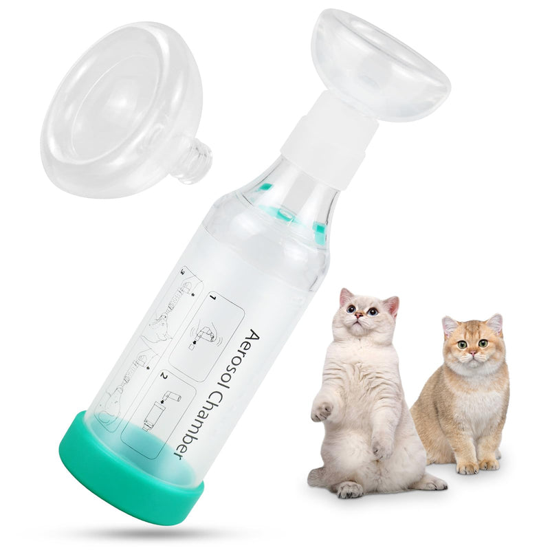 [Australia - AusPower] - Cat Handheld Inhaler Spacer with 2 Masks Helps with Breathing & Delivering Medication Fits 