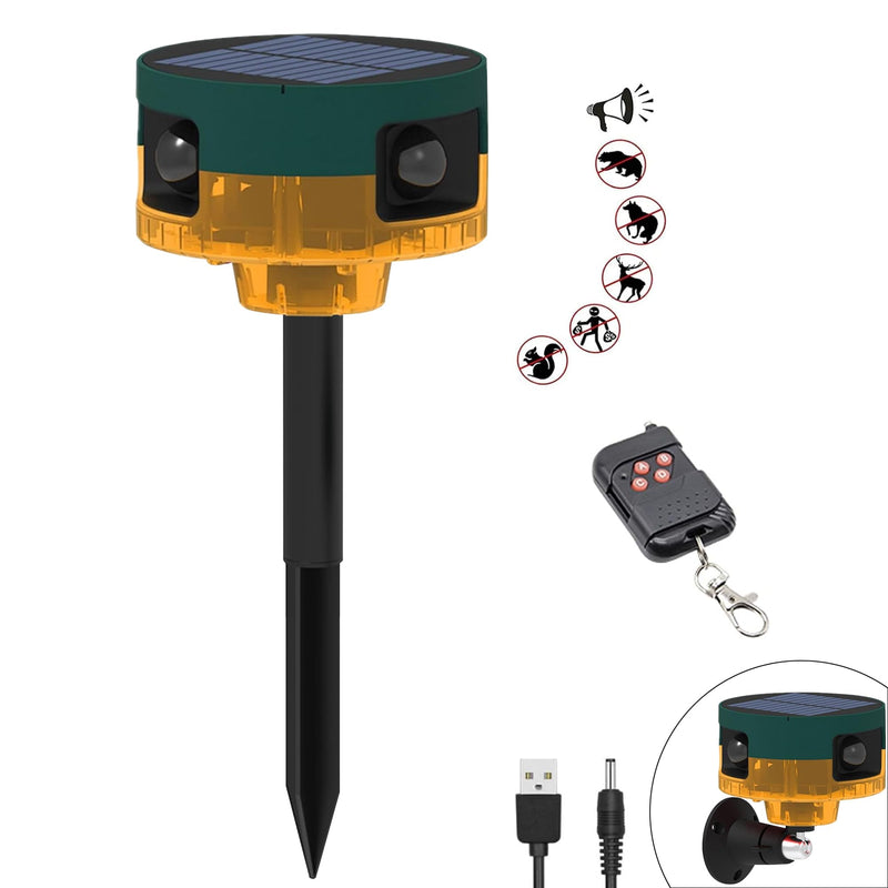 [Australia - AusPower] - Solar Outdoor Motion Sensor Alarm: Dog Barking&Gunshot Sound, 129db Loud Siren,Support Recording, 13 Kinds of Sound Strobe Light Model A 1 Pack 