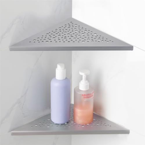 HIDROP Brushed Nickel 10" Corner Shower Shelves for Tiled Walls, 2 Pack