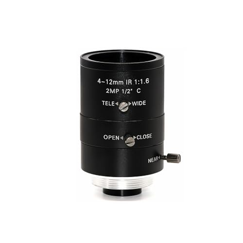 4-12mm Varifocal C-Mount Lens for Raspberry Pi HQ Camera, with C-CS Adapter, Industrial Telephoto Lens 4-12mm