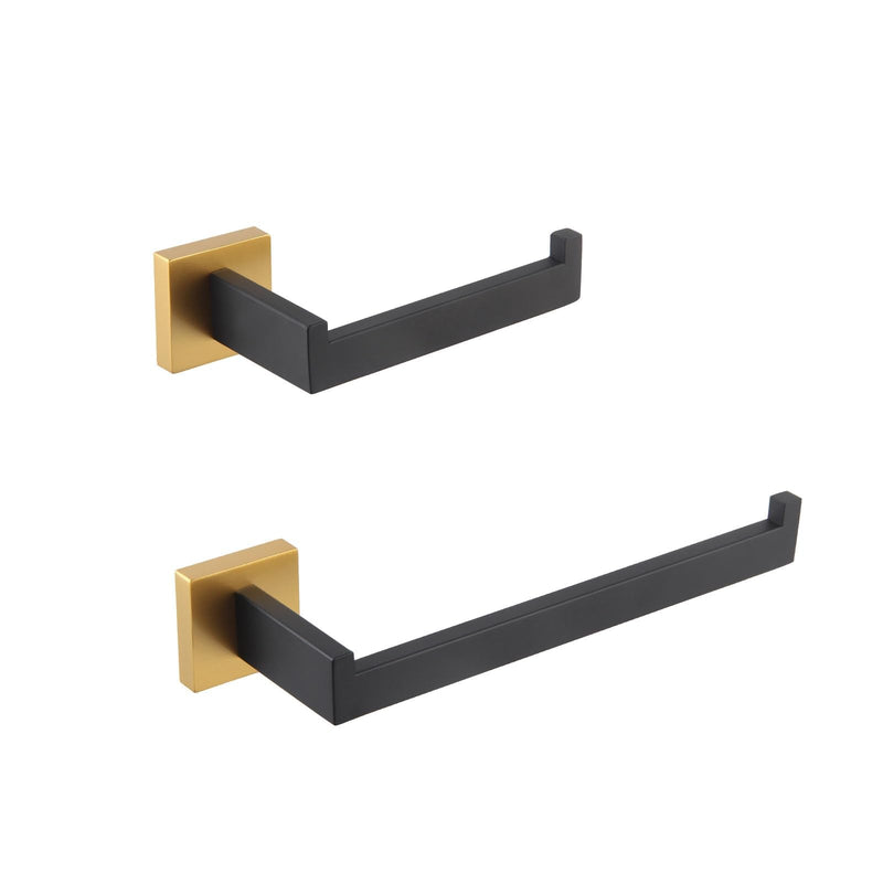 GERZWY Bathroom Hardware Accessories Sets Stainless Steel 2-Pieces - Toilet Paper Holder Towel Ring (Black & Gold) FG1656-2BD Black & Gold