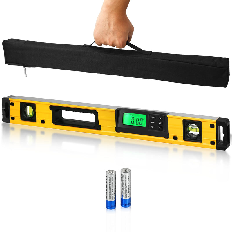 [Australia - AusPower] - 24 Inch Smart Digital Level, LCD Screen Magnetic Electronic Level Tool with Batteries & Case, IP54 Dust and Waterproof Digital Torpedo Level & Protractor, 24" Precision Slope Leveler Measurement Tool 
