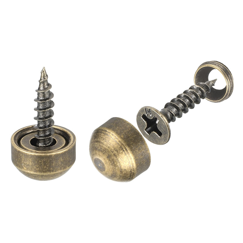 [Australia - AusPower] - uxcell 12Pcs Brass Decorative Screws with Caps, 9mm Mirror Screws Cover Self-Tapping Screws for Furniture Fixing, Bronze 