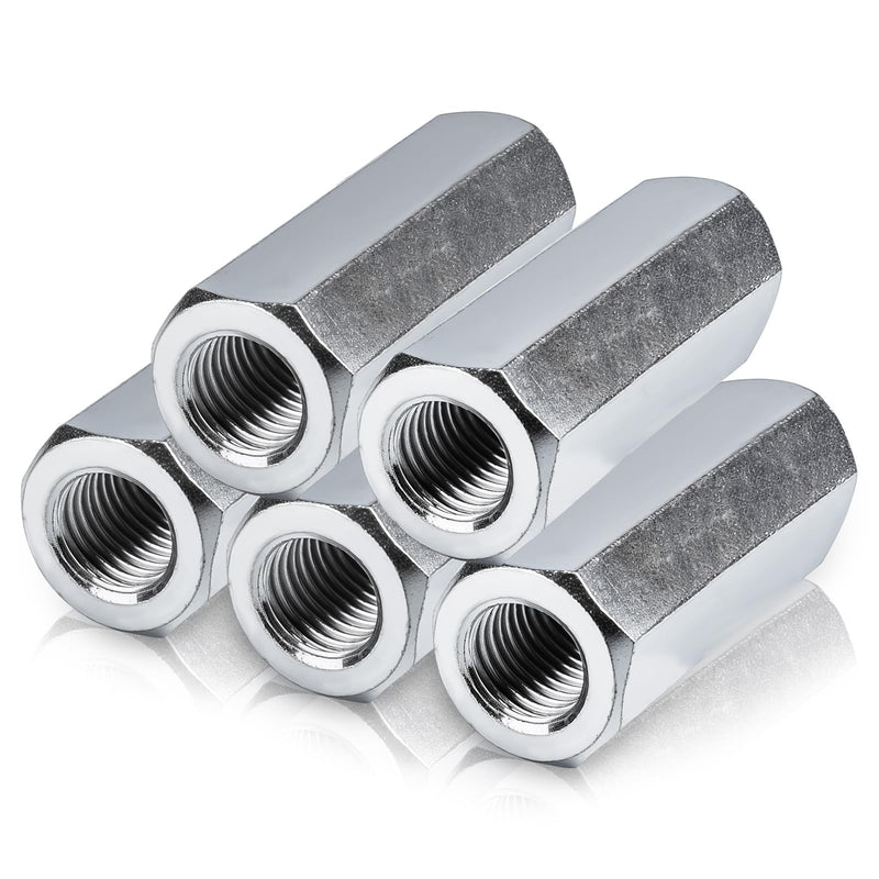 [Australia - AusPower] - 5 Pcs 014973322175 Coupling Nuts 3/8-24 x 1-1/8" Hex Coupling Nut with Zinc Plate Threaded Rod Connector 