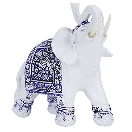 Lucky Elephant Statue,Elegant Statue Feng Shui Golden Sculpture Wealth Lucky Elephant Figurine with Trunk Facing Upwards,Feng Shui Elephant (Blue and White Porcelain Large Size Blue and white porcelain large size: (Supplier