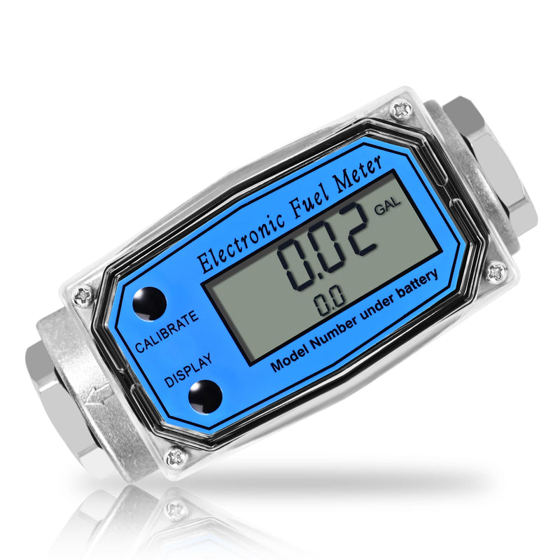 [Australia - AusPower] - 1" Turbine Fuel Flow Meter, 2.6-26 GPM Inline NPT Thread Flowmeter with 3/4" Adapters,Digital Fuel Flow Meter,for Kerosene,Biodiesel, Light Chemicals- Supports Gallon, LTR, PT, QT 