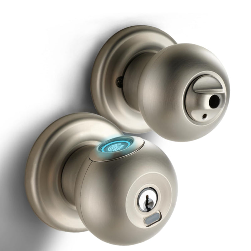 Smart Door Lock, Fingerprint Door Knob with Lock, Autolock Biometric Door Lock, Keyless Thumbprint Entry Door Lock for Bedrooms, Hotels, Apartments, Offices and Garages