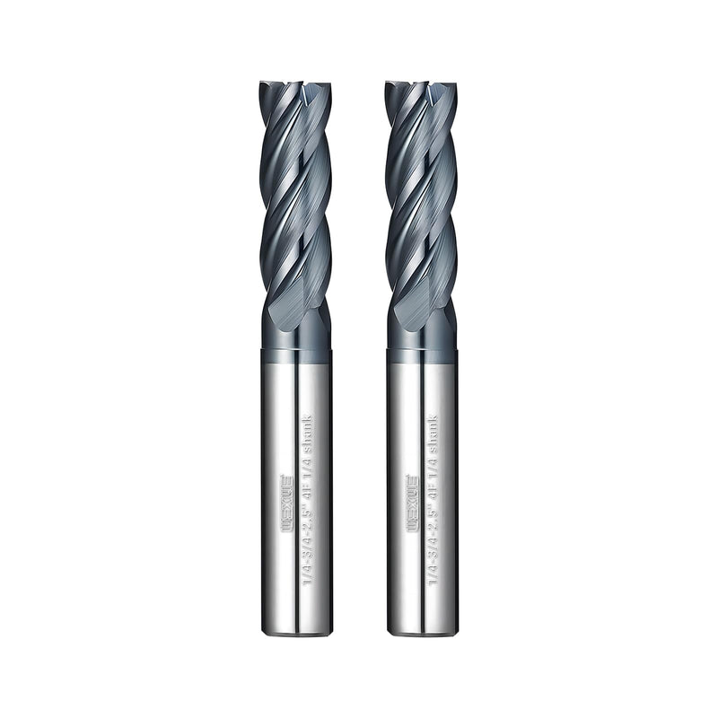 [Australia - AusPower] - Tools Carbide End Mill Square Milling Cutter for Cutting Alloy Steels,Cast Iron, Hardened Steel - 4 Flute Cutting Tools 1/4 Shank (1/4-2.5" 2PCS) CARBIDE END MILL 1/4-2.5" 2PC 