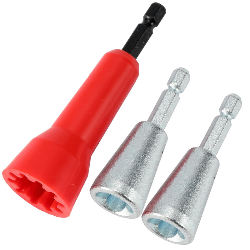 [Australia - AusPower] - Wire Twister Tool for Drill, Drill Wire Twister Wire Connector Wire Twisting Tool, Wire Nut Twister for Electrical Power Drill, Cable Quick Stripping, 2 Pcs Silver, 1 Pc Red 
