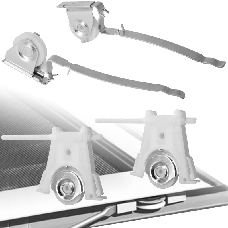 2 Pairs Sliding Screen Door Roller Assembly, Fits Andersen Upper #1997063 & Lower #1997310 (1991–Present), 1-1/4" Nylon Concave Wheels, Edge Adjustable Replacement for Patio Sliding Door Upper + Lower Rollers Combo