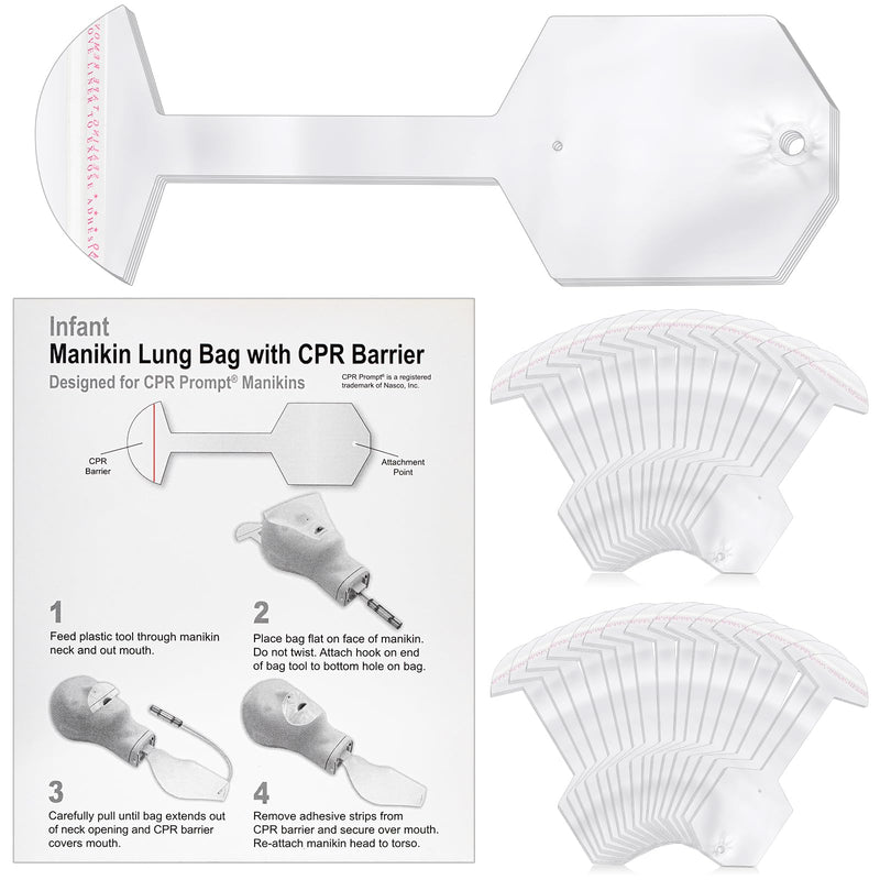 [Australia - AusPower] - 100 Pcs CPR Infant Face-Shield Lung-Bag Replacement Lung Bag Face Shield Lung Bags Compatible with CPR Prompt Manikin Practice and Training (10.63 Inches) 10.63 Inches 100 