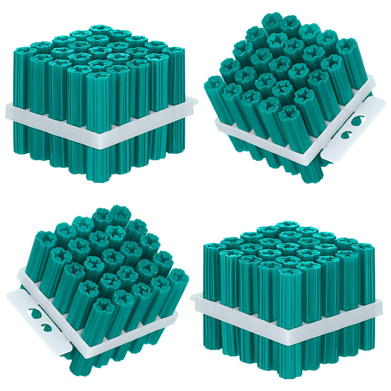 [Australia - AusPower] - 100 Pcs Expanding Plastic Concrete Anchors Screw Anchors Drywall Wall Expansion Pipe for Hollow Walls Tile Cement Bolt Expansion Tube (Green, 1/4" X 1-1/4" for #10,#11, or #12 Screws) Green 