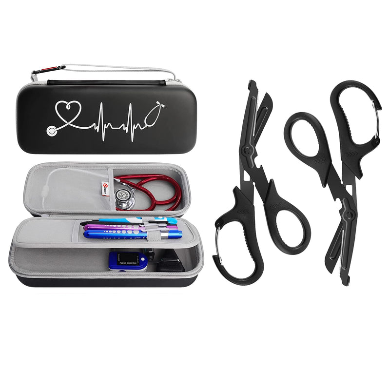 [Australia - AusPower] - Stethoscope Carrying Case and 2 Pack Medical Scissors Trauma Shears for Nurses, Doctors, Nursing Students, EMT and EMS 
