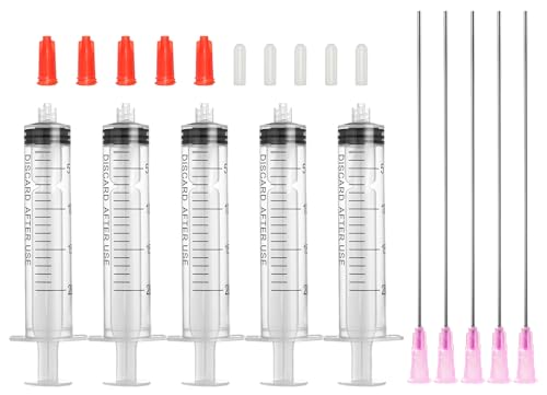 otwooi 20ml glue applicator syringe with 18G 4-inch blunt tip needle and protective cap