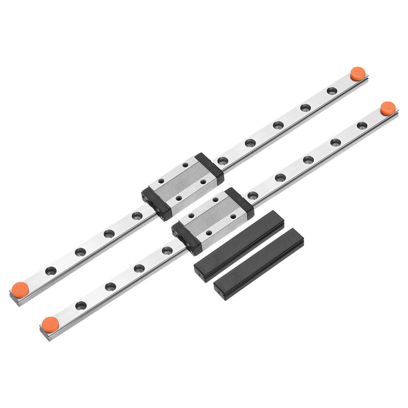 [Australia - AusPower] - uxcell 2pcs MGN9 250mm Linear Guide Rail with 2pcs MGN9H Sliding Carriage Block Bearing Steel and 2pcs Plastic Mini MGN12 Linear Guide for DIY 3D Printers and CNC Machine, Silver 