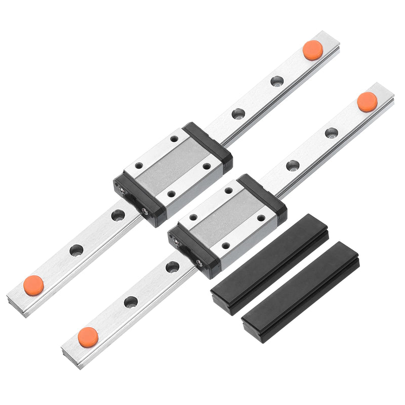 [Australia - AusPower] - uxcell 2pcs MGN12 200mm Linear Guide Rail with 2pcs MGN12H Sliding Carriage Block and 2pcs Plastic Mini MGN12 Linear Guide for DIY 3D Printers and CNC Machine, Black 