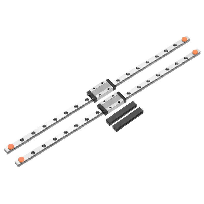 [Australia - AusPower] - uxcell 2pcs MGN9 350mm Linear Guide Rail with 2pcs MGN9H Sliding Carriage Block Bearing Steel and 2pcs Plastic Mini MGN12 Linear Guide for DIY 3D Printers and CNC Machine, Silver 