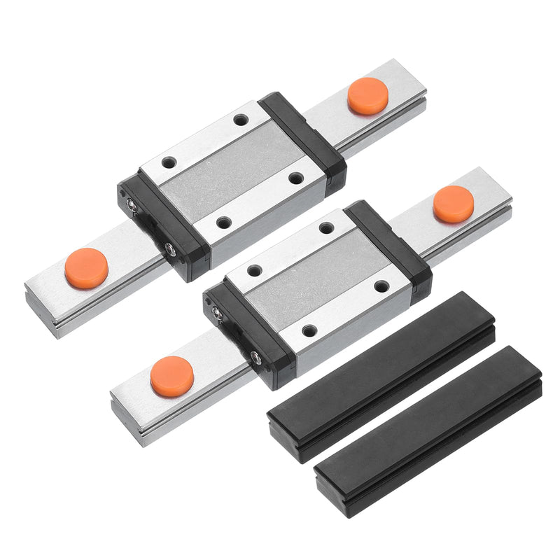 [Australia - AusPower] - uxcell 2pcs MGN12 100mm Linear Guide Rail with 2pcs MGN12H Sliding Carriage Block and 2pcs Plastic Mini MGN12 Linear Guide for DIY 3D Printers and CNC Machine, Black 
