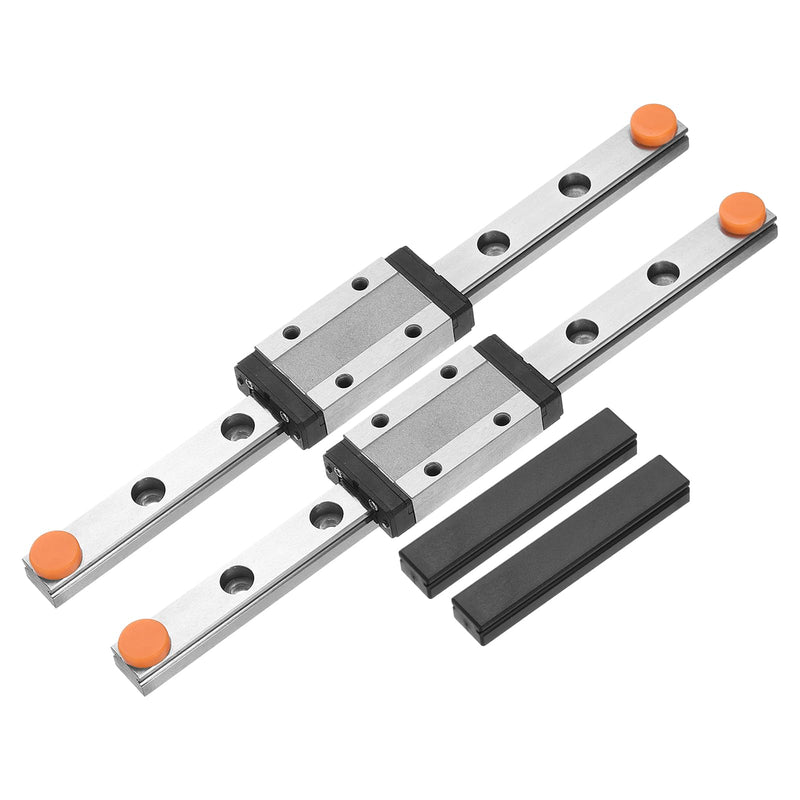 [Australia - AusPower] - uxcell 2pcs MGN9 150mm Linear Guide Rail with 2pcs MGN9H Sliding Carriage Block Bearing Steel and 2pcs Plastic Mini MGN12 Linear Guide for DIY 3D Printers and CNC Machine, Silver 