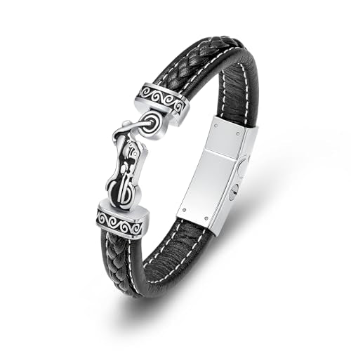 zeqingjw Motorcycle Leather Urn Bracelet for Ashes for Men Stainless Steel Cremation Jewelry Keepsake Memorial Cuff Wristband Urn Bangle Silver 20CM