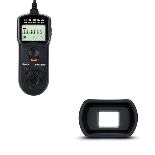 JJC Intervalometer Timer Remote Control & Long Soft Eyecup Eyepiece for Canon EOS Rebel T7 T6 T5 T3 T8i T7i T6s T6i T5i T4i T3i T2i T1i XSi XTi SL3 SL2 SL1 90D 80D 77D 70D 60Da & More Cameras