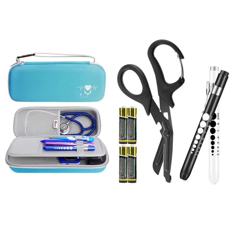 [Australia - AusPower] - Stethoscope Carrying Case Purple and 3 Pack Penlight and Medical Scissors for Nurses Doctor EMT First Aid 