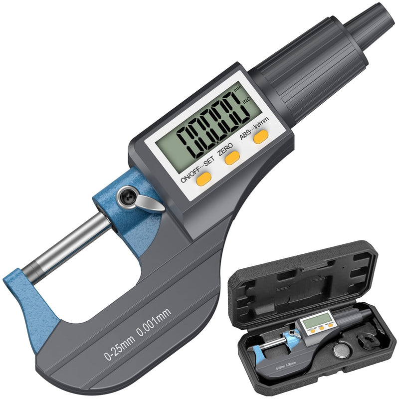 [Australia - AusPower] - HDLNAK Digital Micrometer, Outside Micrometer Precision Measuring Tool, 0-1"/0-25 mm, Inch/Metric 0.00005"/0.001 mm, Machinist Thickness Gauge Tool, Large LCD Display 