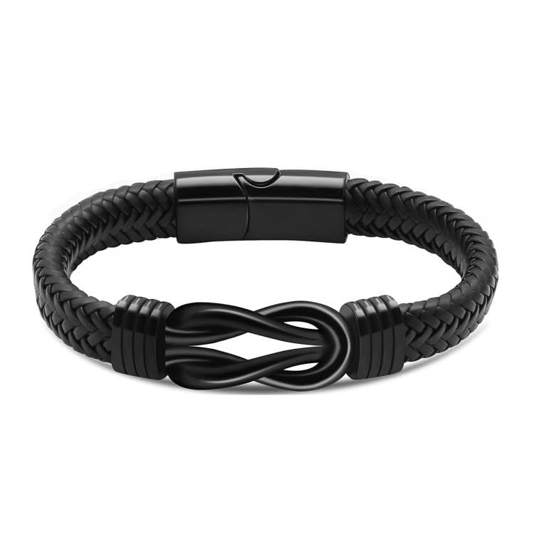 RIPFEVURN Urn Bracelet for Ashes for Women Men Infinity Knot Cremation Jewelry Leather Cuff Bangle Memorial Ashes Bracelet 8.66"