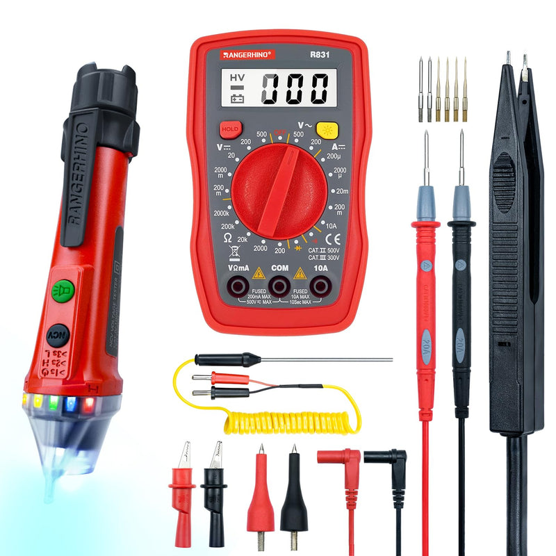 [Australia - AusPower] - Digital Multimeter & Dual Range Voltage Tester & Multimeter Test Leads Set 