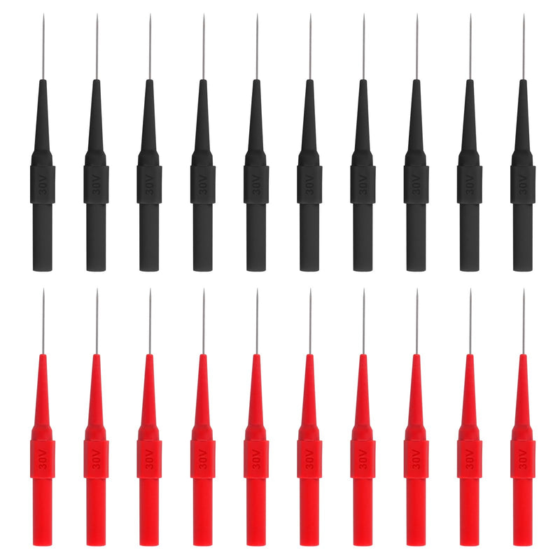 [Australia - AusPower] - 20pcs Test Back Probe Pin, 0.7mm Wire Piercing Probe Pin, Insulation Non-Destructive Stainless Steel Pin, Multimeter Probes Car Tester for 4mm Banana Socket 