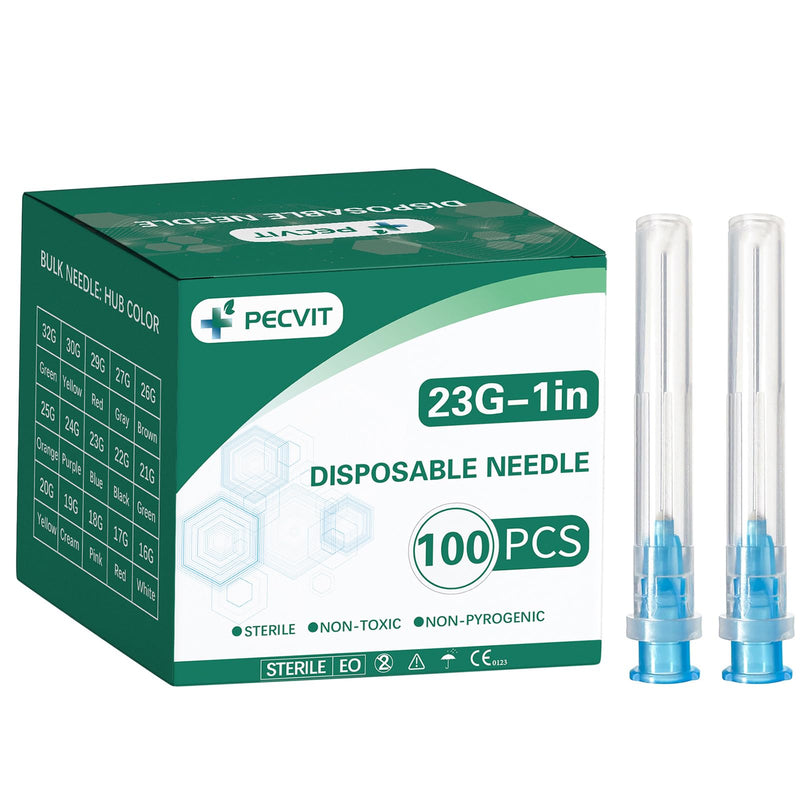 [Australia - AusPower] - 100Pack 23Ga 1 inch Needles Luer Lock Lab Dispensing Accessories for Measuring,Refilling Inks 23G 1 inch 