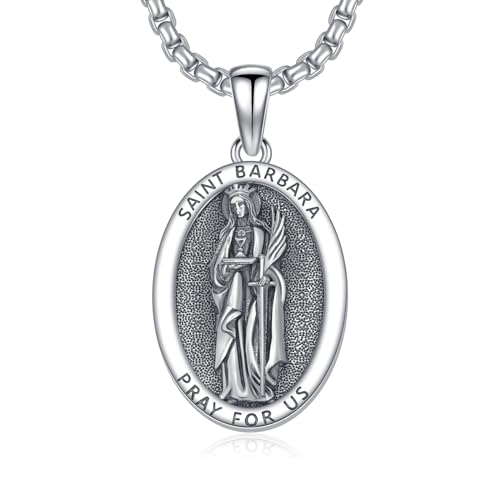 SIMONLY Goddess Necklace for Women 925 Sterling Silver Goddess Amulet Necklace Ancient Egypt Greek Mythology Jewelry 27-Saint Barbara