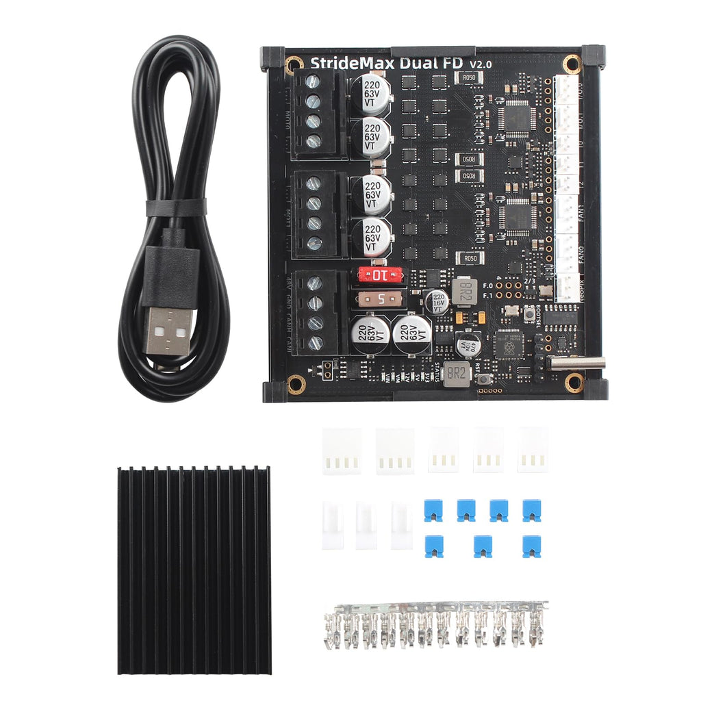 FYSETC 3D Printer Controller - StrideMax Dual FD Motherboard - TMC5160 Stepper Motor Driver Board: Easy Connect Fan Thermistor RGB Light Based RP2040 Support RRF Klippe CAN USB interface for VoronVz