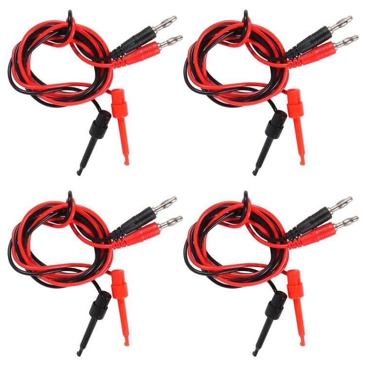 [Australia - AusPower] - 4Pair 4MM Banana Plug to Test Hook Clip Test Lead Cable for for Multi-Meter, Electrical Test Jumper Wire 100cm/3.3ft Electrical Connector 