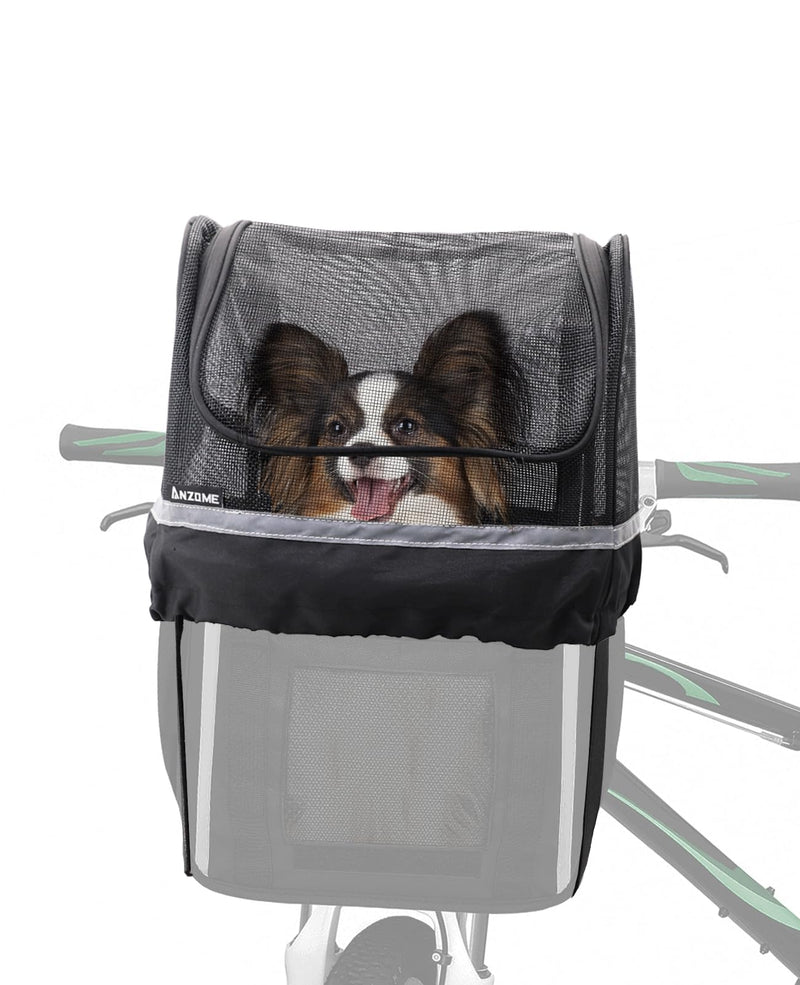 [Australia - AusPower] - ANZOME Bike Basket Cover, Removable Full Zip Opening Dog Bike Basket Cover, Easily Put in & Take Out Breathable Net for Maximum Basket 12.9”L*8.6”W (Basket not Included) No Aluminum Frame Required 