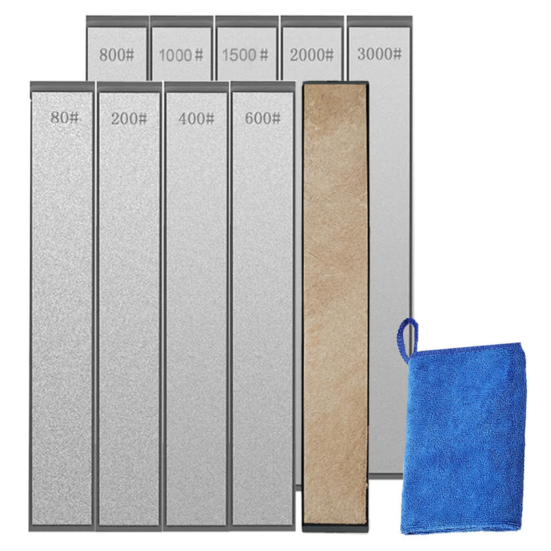 [Australia - AusPower] - 9 Pcs Diamond Knife Sharpening Stone Set, Professional Diamond Whetstone Set with Base for Ruixin Sharpener (SET-B) SET-D 
