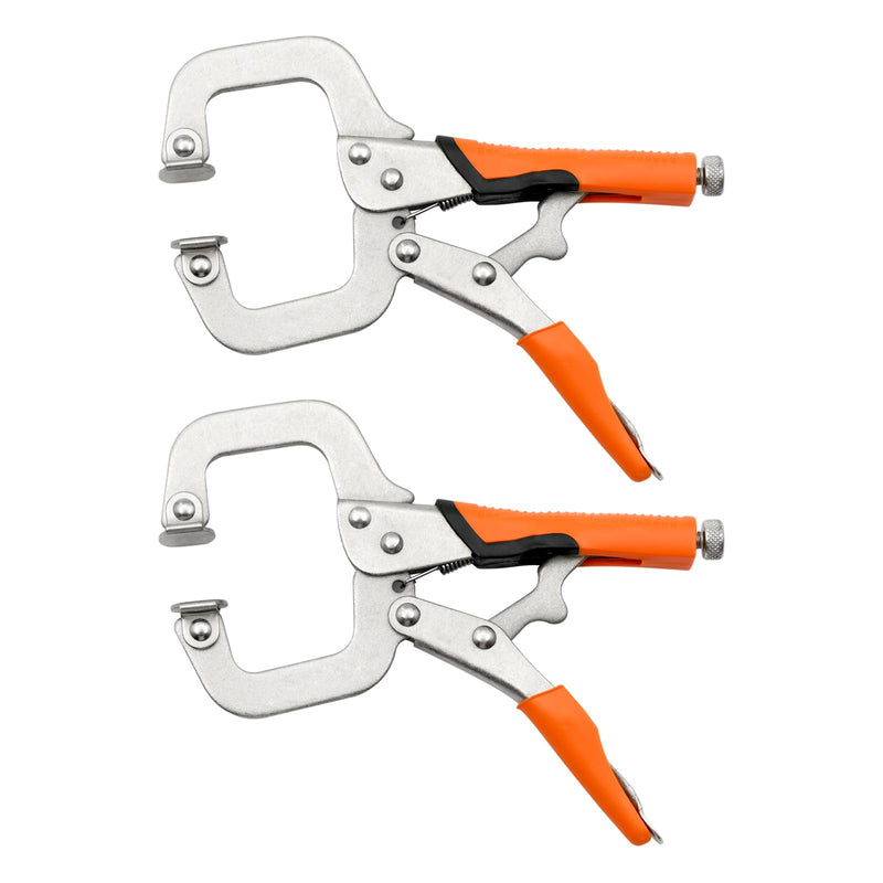 [Australia - AusPower] - 6 Inch C Clamp, Heavy Duty Vise Grip Locking Pliers Adjustable Face Clamp for Woodworking, Welding and Pocket Hole Joinery, 2 Packs (Orange, 6 Inch) Orange 