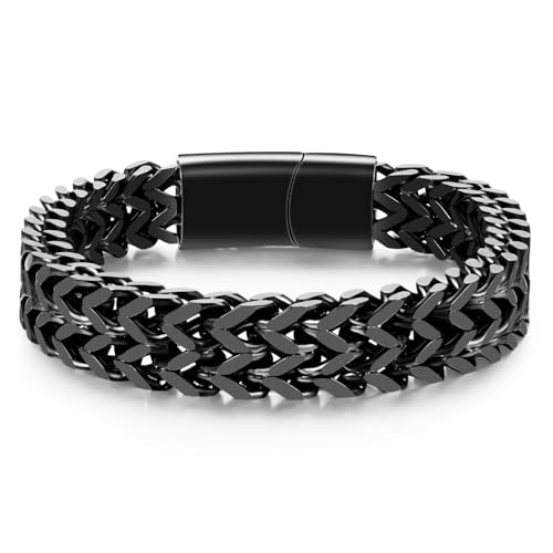 abooxiu Urn Bracelet for Human Ashes Cremation Bracelet Stainless Steel Ashes Bracelet Cremation Jewelry Urn Keepsake Memorial Ash Holder for Men Women Black-8.45 IN