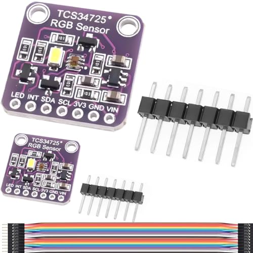 TCS34725 RGB Light Color Module TCS-34725 Color Sensor Color Recognition Board with IR Filter and White LED Detection Module High Sensitivity for Arduino - 2 Pieces 22.5W