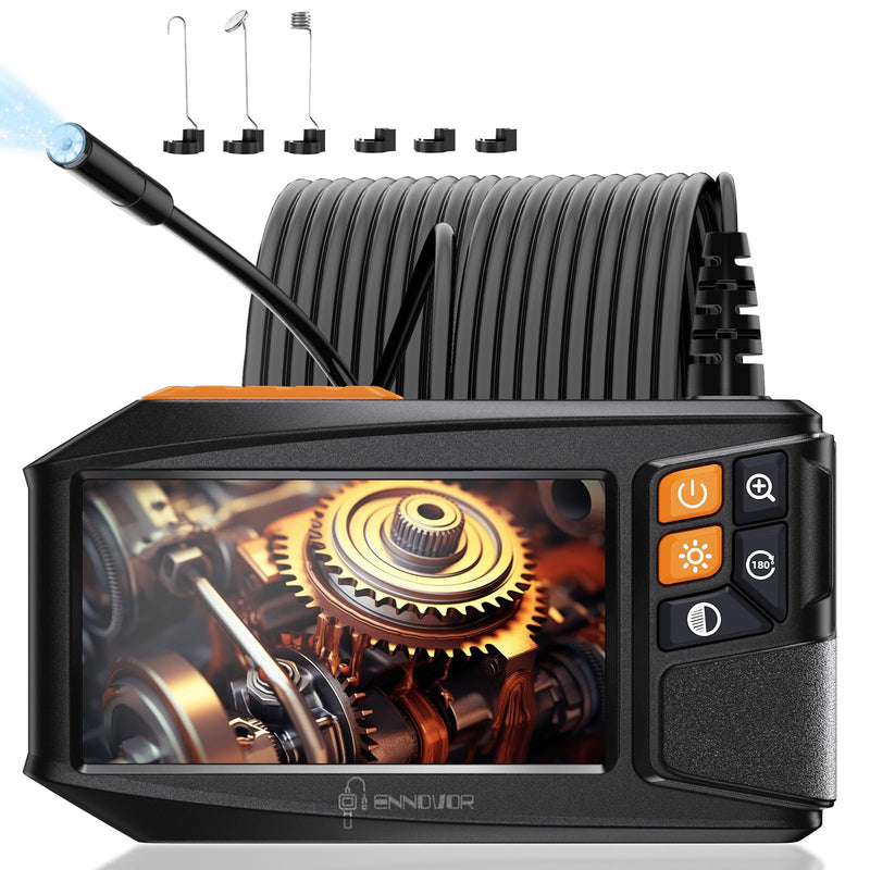 [Australia - AusPower] - Endoscope Camera with Light, 4.3" HD 1920P Borescope Snake Inspection Camera, IP67 Waterproof 8 Adjustable LEDs 32.8ft Semi-Rigid Tool Kit for Automotive Plumbing DIY Cool Gadgets 32.8 ft 